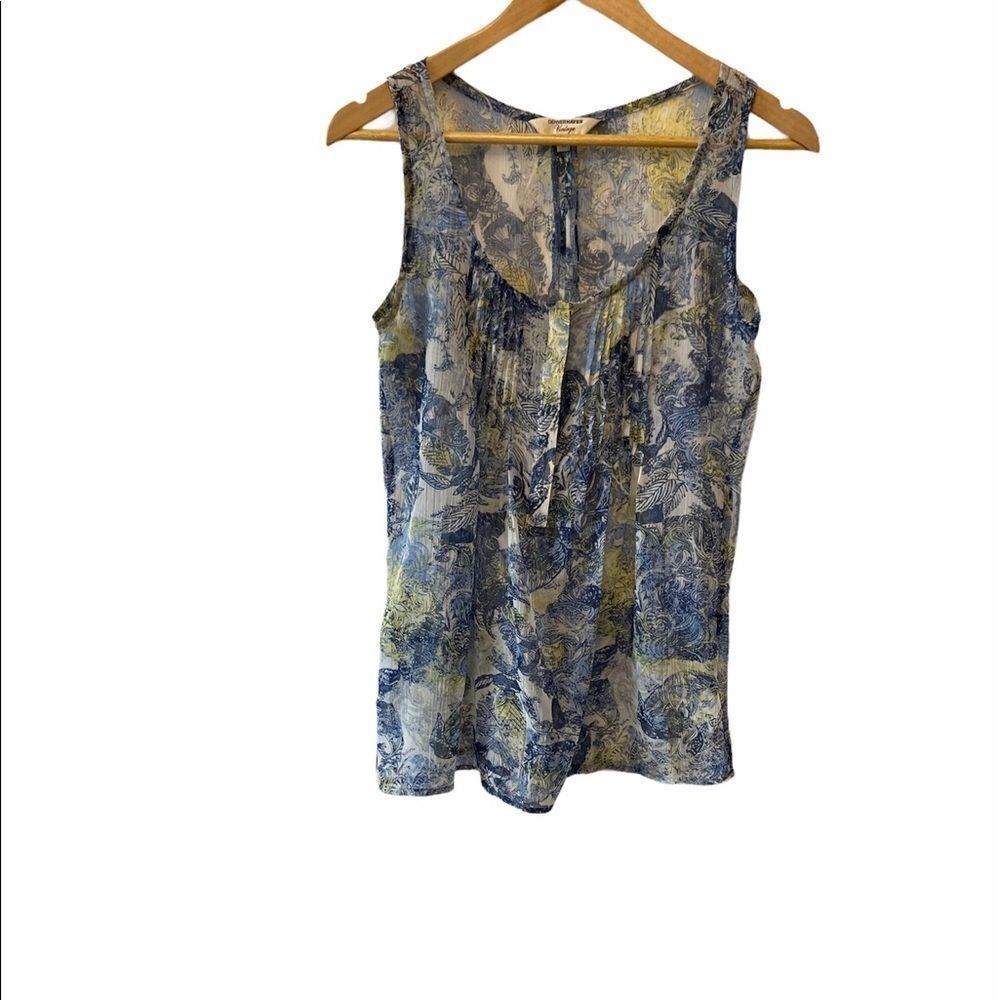 DENVER HAYES Semi Sheer Scoop Neck Paisley Tank XS
